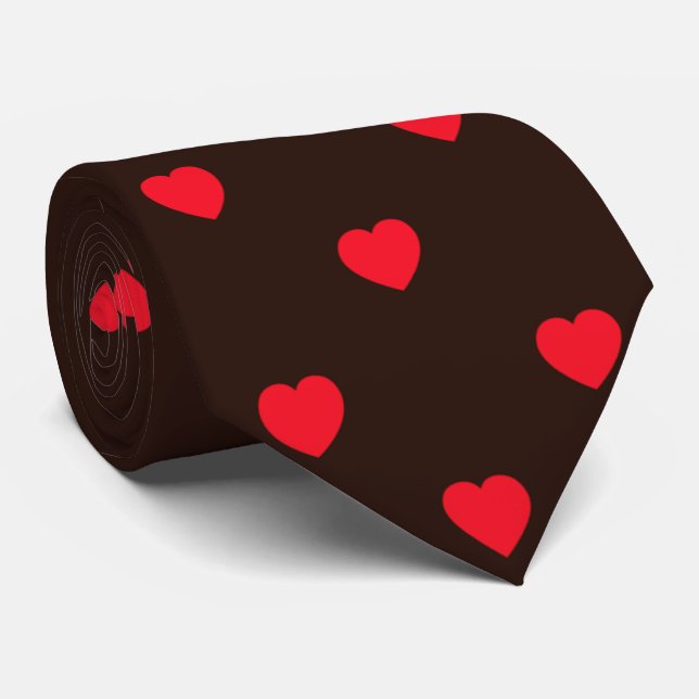 Black Red Heart Print Manar Tie Slips (Rullad)