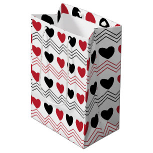 Black Red Hearts Chevron Rand Mönster