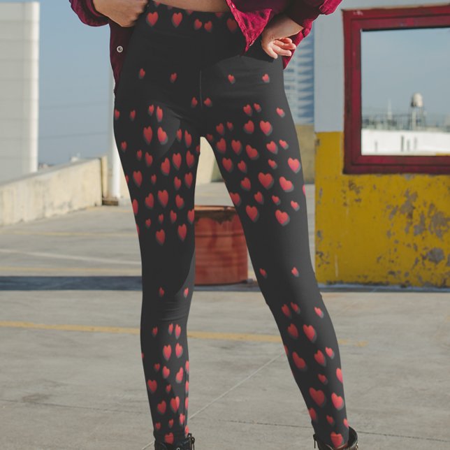 Black Red Hearts Modern Leggings Alla hjärtans dag (Skapare uppladdad)
