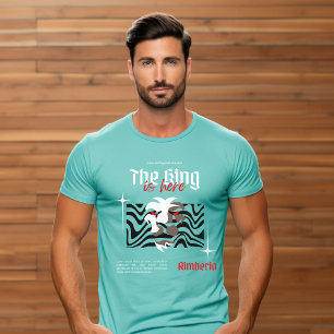 Black Red Illustrated Lejon Kung T-Shirt
