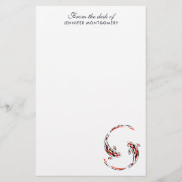 Black & Red Japansk Koi Fish Artistic Brevpapper