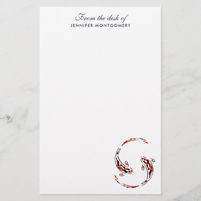 Black & Red Japansk Koi Fish Artistic Brevpapper (Framsida)