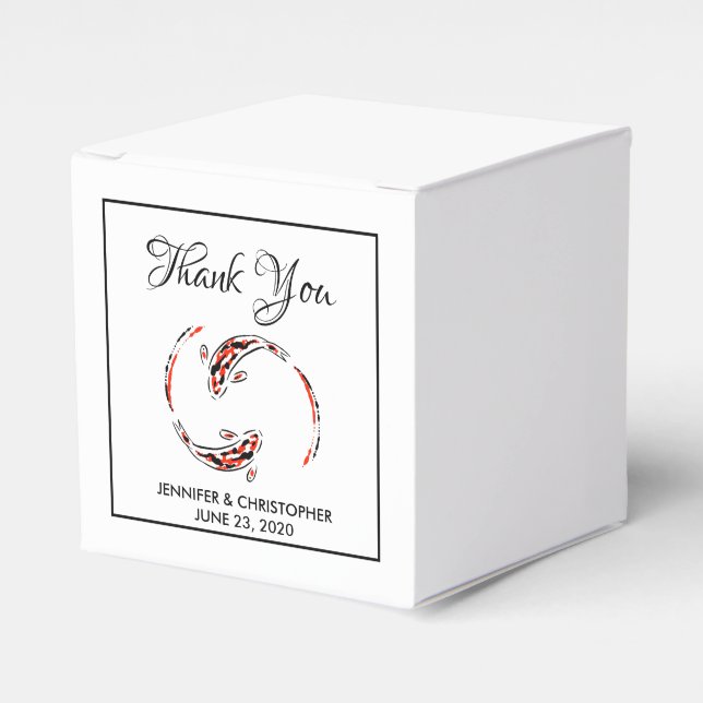 Black & Red Japansk Koi Fish Artistic Bröllop Presentaskar (Framsidan Sidan)