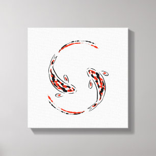 Black & Red Japansk Koi Fish Artistic Canvastryck