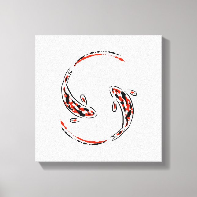 Black & Red Japansk Koi Fish Artistic Canvastryck (Framsida)