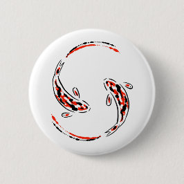 Black & Red Japansk Koi Fish Artistic Knapp