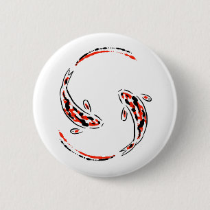 Black & Red Japansk Koi Fish Artistic Knapp