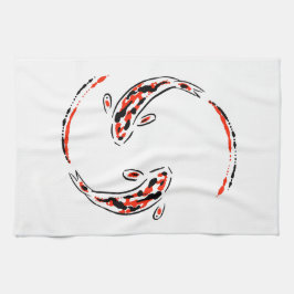 Black & Red Japansk Koi Fish Artistic Kökshandduk