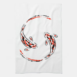 Black & Red Japansk Koi Fish Artistic Kökshandduk
