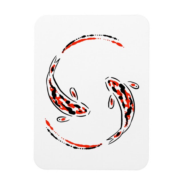 Black & Red Japansk Koi Fish Artistic Magnet (Vertikal)