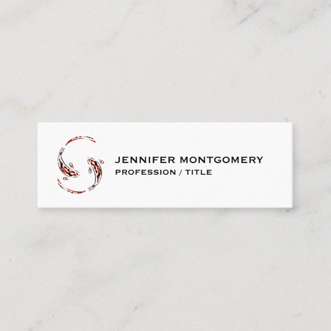 Black & Red Japansk Koi Fish Artistic Mini Visitkort (Framsida)