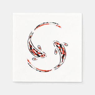 Black & Red Japansk Koi Fish Artistic Pappersservett