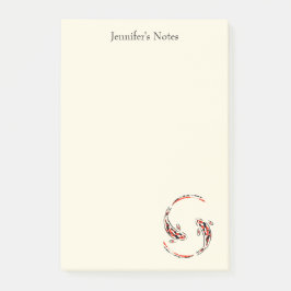 Black & Red Japansk Koi Fish Artistic Post-it Block