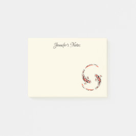 Black & Red Japansk Koi Fish Artistic Post-it Block