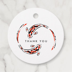 Black & Red Japansk Koi Fish Artistic Tack Gåvor Etiketter
