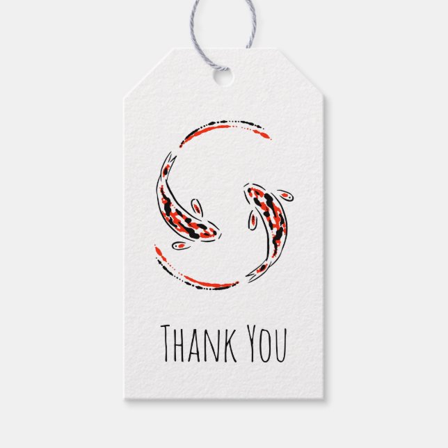 Black & Red Japansk Koi Fish Artistic Tack Presentetikett (Framsidan)