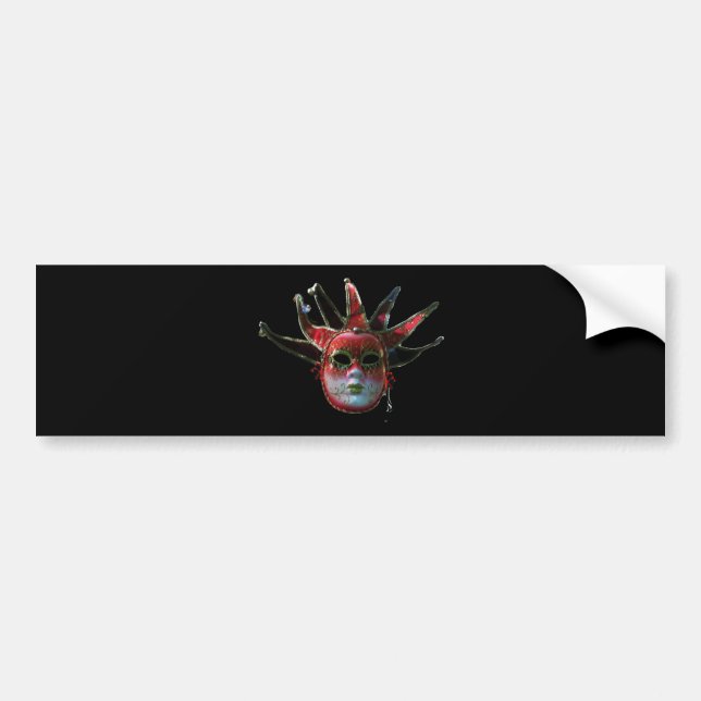BLACK RED JESTER MASK ,MasqueraParty Bildekal (Framsidan)