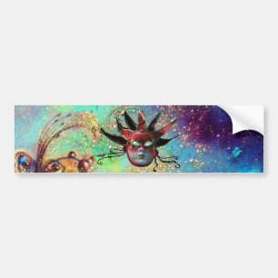 BLACK RED JESTER MASK ,MasqueraParty Bildekal