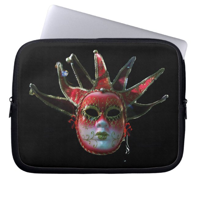 BLACK RED JESTER MASK ,MasqueraParty Laptop Fodral (Framsidan)