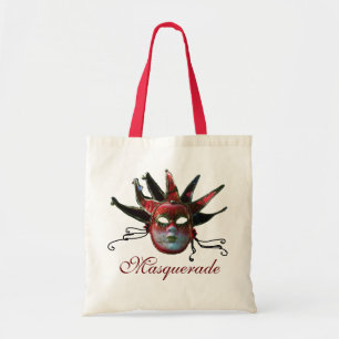 BLACK RED JESTER MASK ,MasqueraParty Tygkasse