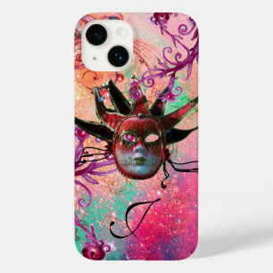 BLACK RED JESTER MASK MasqueraRosa Monogram