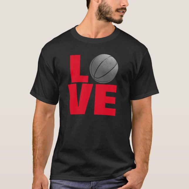 Black Red Kärlek Basketball Sport T-Shirt (Framsida)
