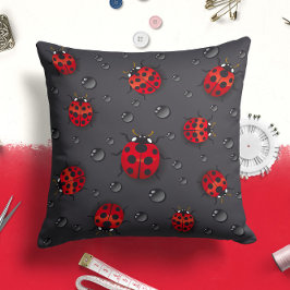 Black Red Ladybug Insekt | KRYP DEKORATIV KUDDE