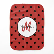 Black Red Ladybug Polka dots Namn och Monogram