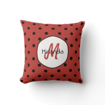 Black Red Ladybug Polka dots Namn och Monogram