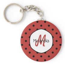Black Red Ladybug Polka dots Namn och Monogram