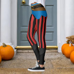 Black Red Lodrät Rand Pirat Bälte Halloween Leggings<br><div class="desc">Anpassa om du vill byta sekundärt färg och öka eller minska storlekt av svart rand mönster. Pirat bälte och faux-stövlar.</div>