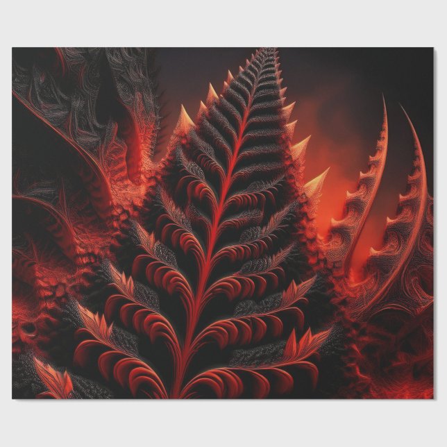 Black & Red Mandelbrot Fractal Highway to helvetet Presentpapper (Platt)