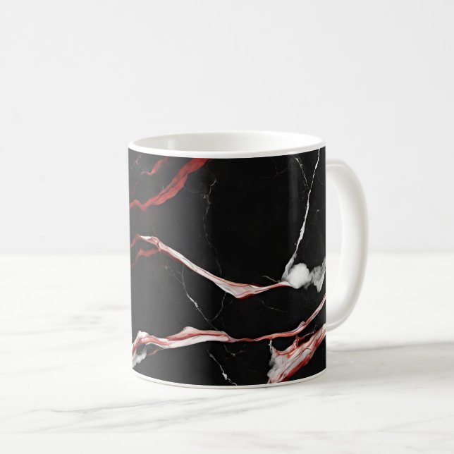 Black Red Marble Kaffemugg (Framsida höger)