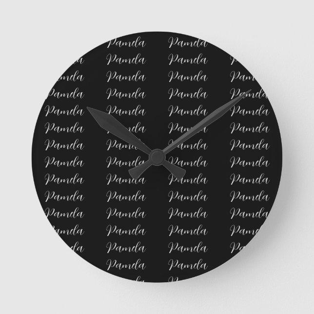 Black Red Minimalist Add Namn Personlig Rund Klocka (Framsida)