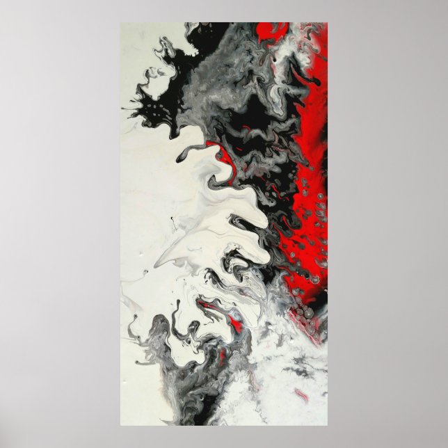 Black Red Modern Abstrakt Fluid Art Poster (Framsidan)