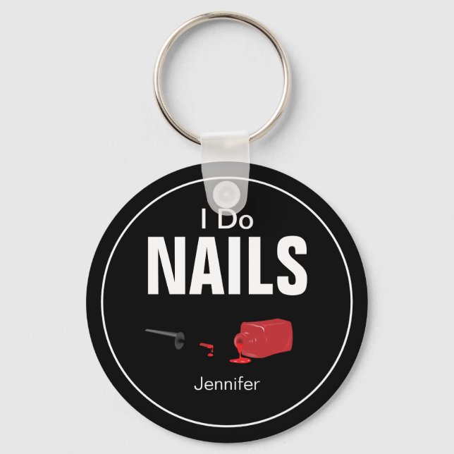 Black Red Modern I Do Nagel (Nail Technician) Nyckelring (Framsida)