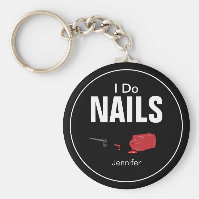 Black Red Modern I Do Nagel (Nail Technician) Nyckelring (Framsidan)