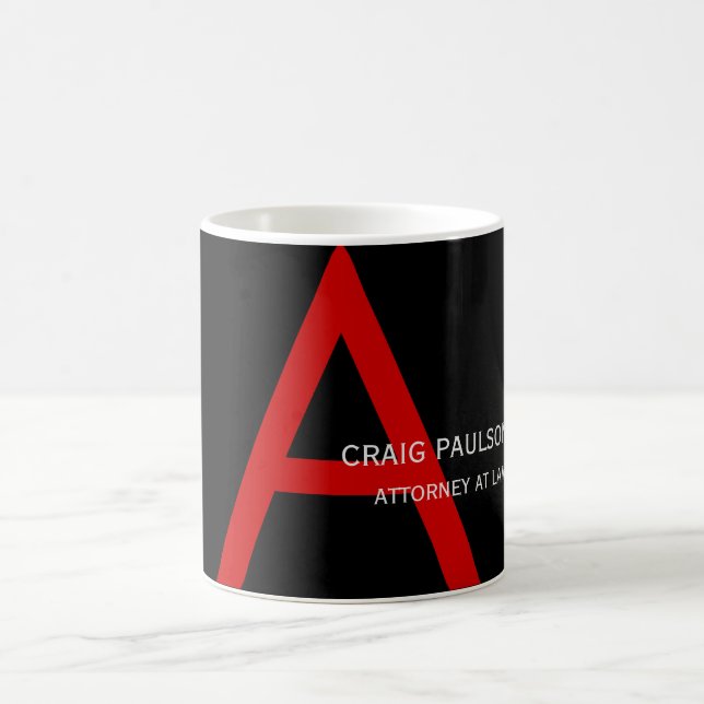 Black Red Monogram Attorney at Law Lawyer Kaffemugg (Center)