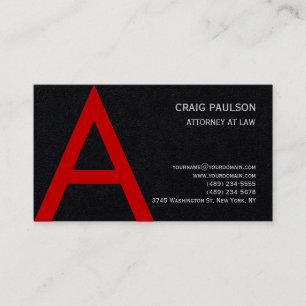 Black Red Monogram Attorney at Law Lawyer Visitkort