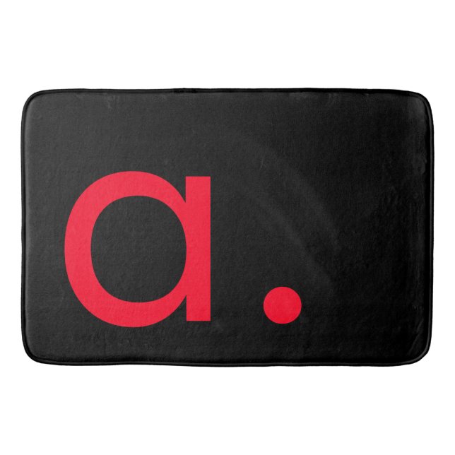 Black Red Monogram Initial Brev Modern Plain Badrumsmatta (Framsidan)