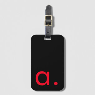 Black Red Monogram Initial Brev Modern Plain Bagagebricka