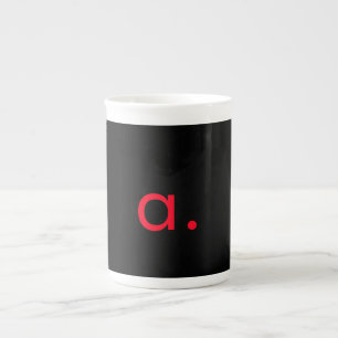Black Red Monogram Initial Brev Modern Plain Benporslin Mugg