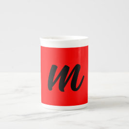 Black Red Monogram Initial Brev Modern Plain Benporslin Mugg