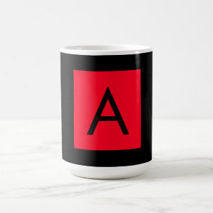 Black Red Monogram Initial Brev Modern Plain Kaffemugg
