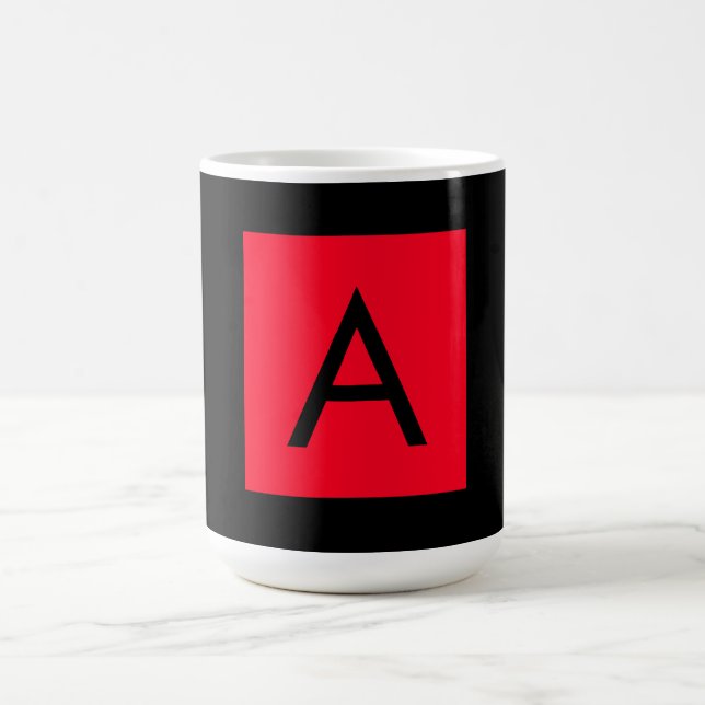 Black Red Monogram Initial Brev Modern Plain Kaffemugg (Center)