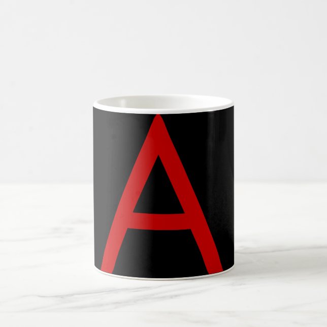 Black Red Monogram Initial Brev Modern Plain Kaffemugg (Center)