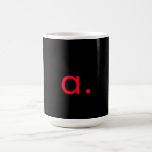 Black Red Monogram Initial Brev Modern Plain Kaffemugg
