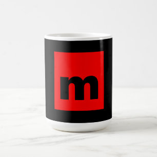 Black Red Monogram Initial Brev Modern Plain Kaffemugg