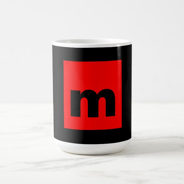 Black Red Monogram Initial Brev Modern Plain Kaffemugg (Center)