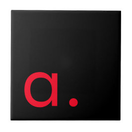 Black Red Monogram Initial Brev Modern Plain Kakelplatta